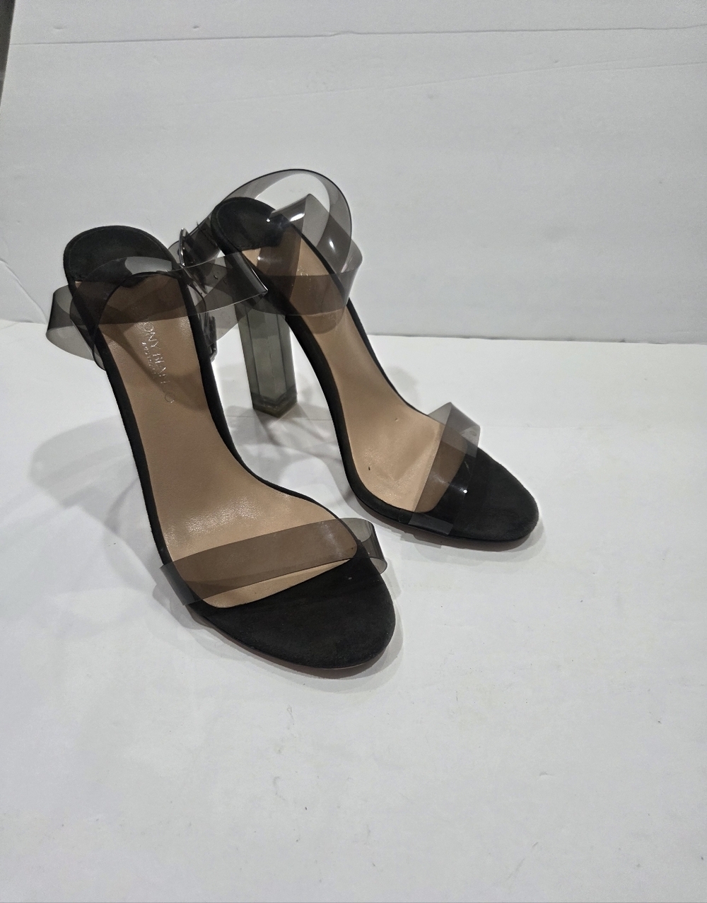 Tony Bianco Australia Clear Strap Black High Heel Sandals Sz.6.5